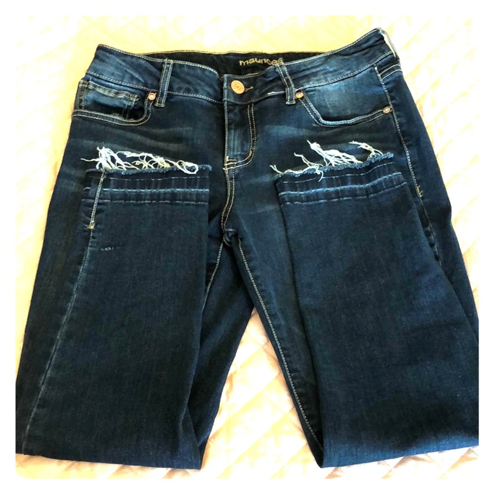 Maurices frayed split ankle jeans